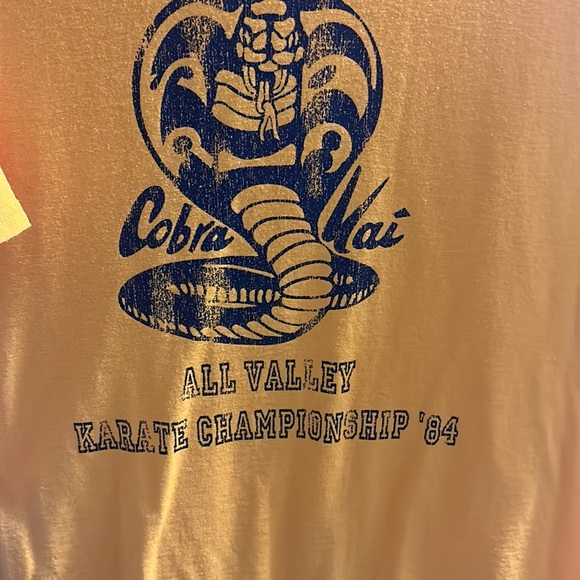 Men’s gold “Cobra Kai” tshirt. Worn once. Size L. - Picture 2 of 4